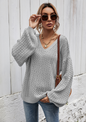 Spring Summer Women Sweater Loose Splicing Pullover Striped plus Size Knitwear