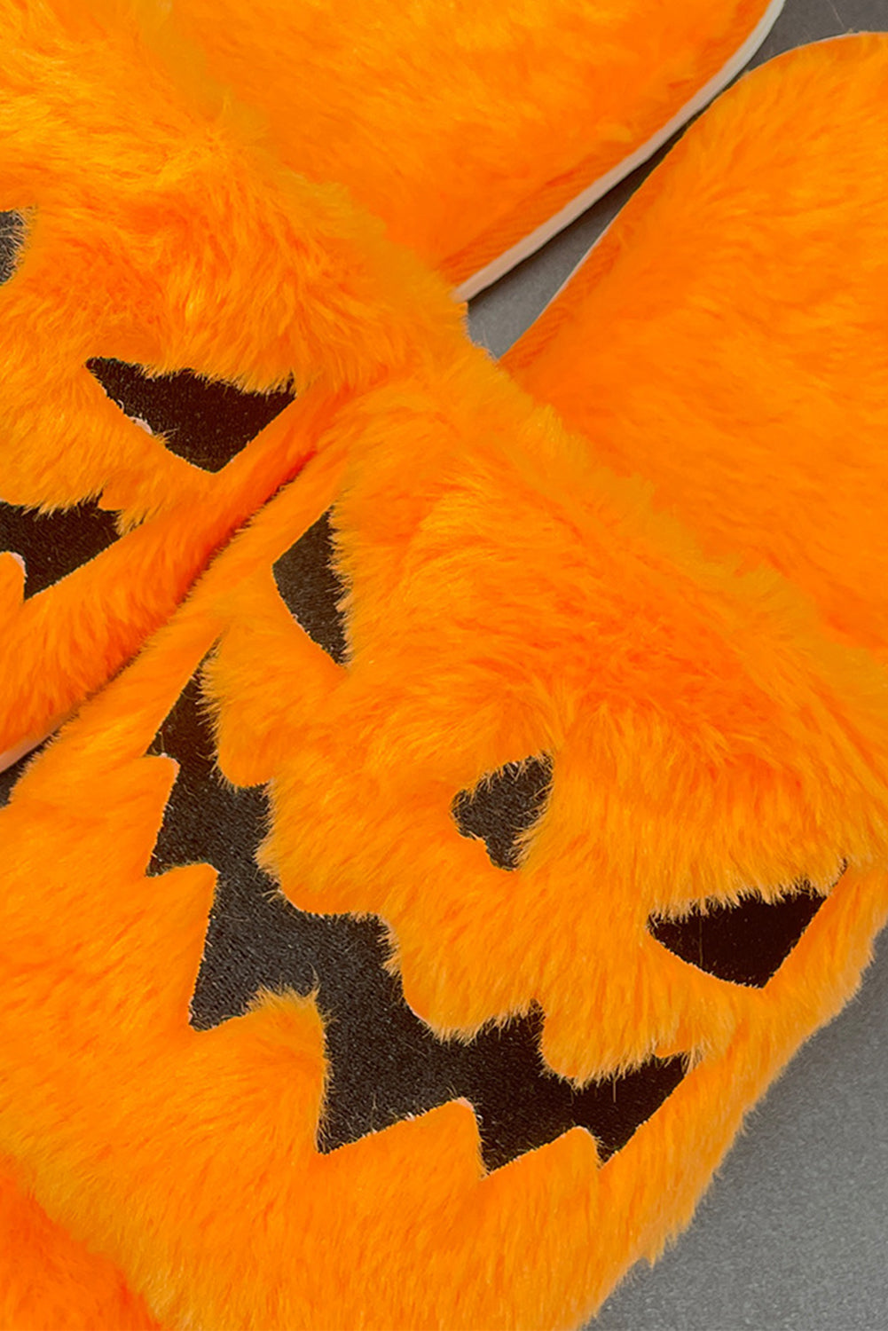 Yellow Fuzzy Halloween Pumpkin Open Toe Slippers