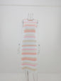 Spring Summer Dress Slim Sleeveless Splicing Pullover Striped Knitted Dress