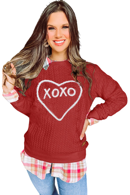 Racing Red Valentine Heart XOXO Quilted Sweatshirt