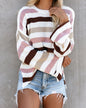 Spring Autumn Women Clothing Plus Size Personalized Striped Sweater Women Knitted Sweater