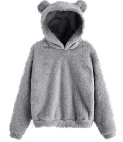 Autumn Winter Fluffy Rabbit Ears Hooded Warm   Plus size