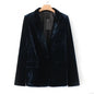 Velvet Office plus Size One Button Casual Velvet Blazer for Women