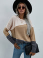 Autumn Winter Women Knitwear Stylish Loose Office round Neck Striped Sweater for Women