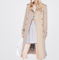 Autumn Trench Coat Women Long Trench Coat Popular Slim Fit Solid Color Non-Wrinkle Coat
