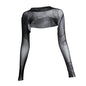 Women Clothing Solid Color See through round Collar Gauze Dance Blouse