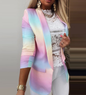 Autumn Winter Women Long-Sleeved Small Blazer New Tie-Dyed Office Professional Slim Fit Jacket Blazer