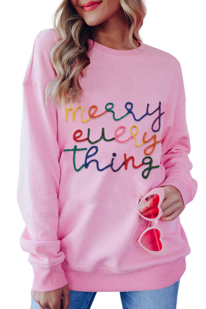 Black Every Thing Glitter Letter Christmas Sweatshirt