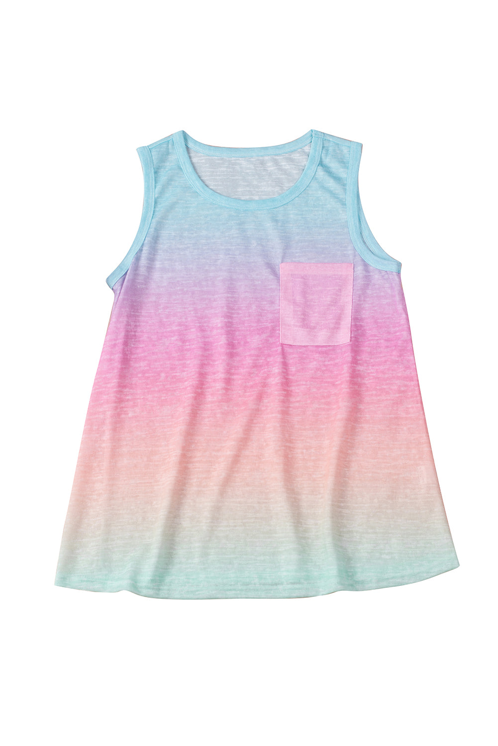 Pink & Blue Tie Dye Front Pocket Sleeveless Tank Top