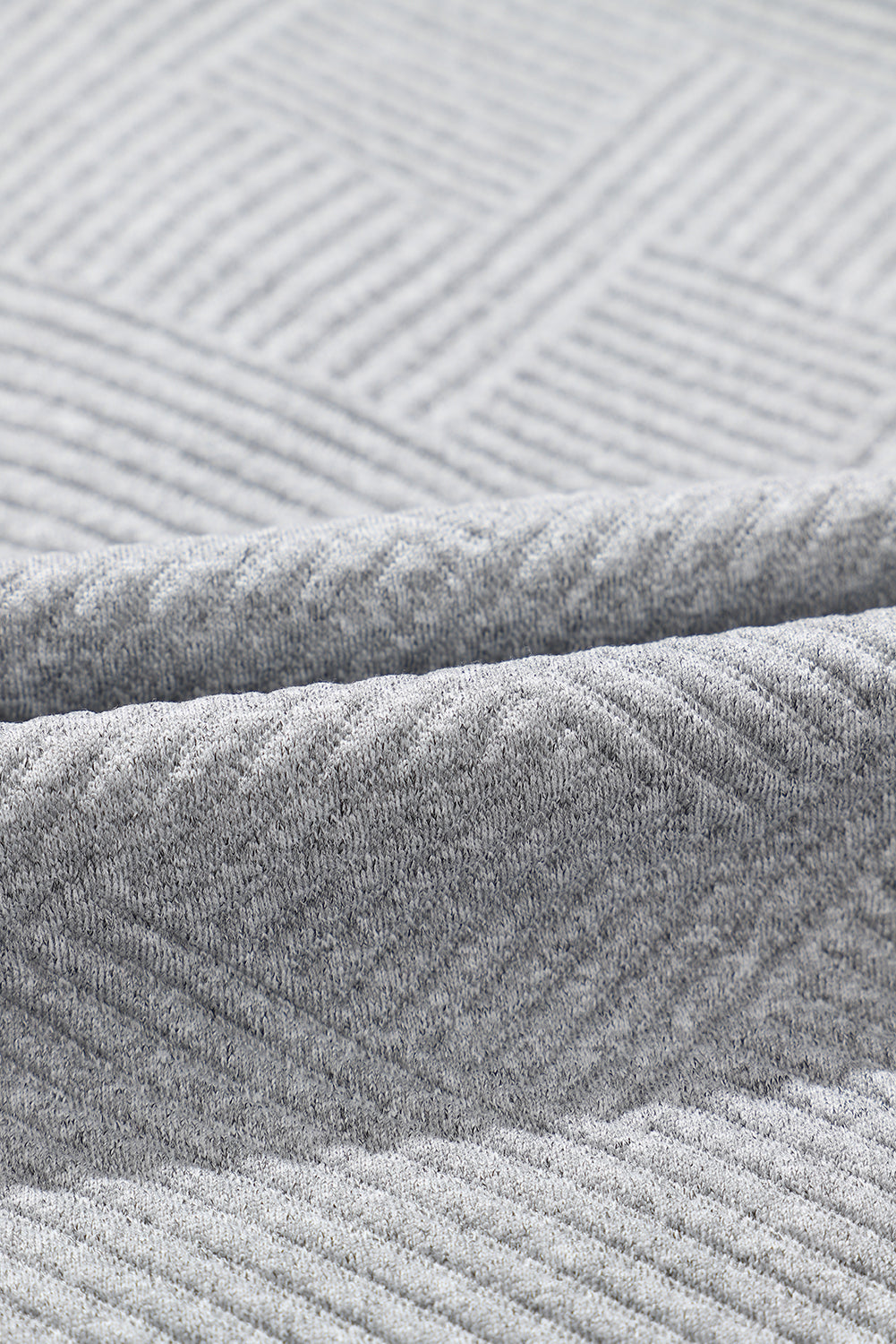 Light Grey Textured Knit Buttoned Kangaroo Pocket Sweatshirt