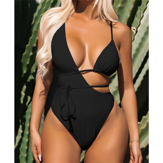 Yvonne Asymmetric Cut Out Wrap Around One Piece Swimsuit