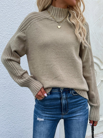 Autumn Winter New Solid Color Sweater Turtleneck Pullover Loose Women Clothing Solid Color Autumn Winter Turtleneck Sweater