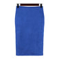 Solid Color Split Suede Skirt High Waist Slimming Sheath Skirt