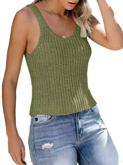 New Solid Color Fashion Camisole Home Ice Silk Knitted Women