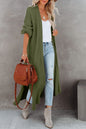 Black Cable Knit Side Slits Open Front Duster Cardigan