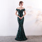 Off the Shoulder Gown Long Fish Tail Sequined Evening Dress Slim Fit Slimming Dress