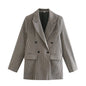 Retro Houndstooth Small Blazer Woolen Coat for Women Autumn Winter Clothing Elegant Slim Fit Thin Looking Blazer Top