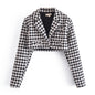 Spring  Casual Women Collared Padded Shoulder Front Row Buttons Long Sleeve Short Blazer(:F00109754)