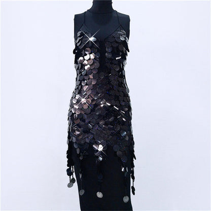 Trendy Big Brand Beaded Dress Nightclub Performance Clothes