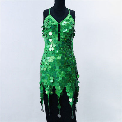 Trendy Big Brand Beaded Dress Nightclub Performance Clothes