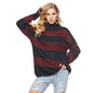 Autumn Winter Casual Striped Turtleneck Knitted Pullover Sweater Women Loose Knitted Bottoming Shirt