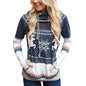 Autumn New    Christmas Printing Pocket Long Sleeve Hooded Casual Hoodie Women