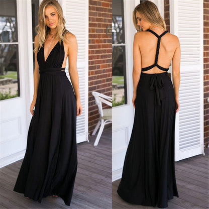 Wear Multi-rope Criss Cross Backless Sexy Bandage One-piece Dress Maxi Dress