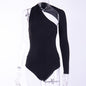 Sexy One-Shoulder Tight Bodysuit Spring Summer Street Office Milk Silk Bottoming Shirt