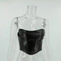 Women Clothing New Sexy Faux Leather Wrapped Chest Backless Tube Top Vest Top Women Boning Corset Boning Corset Corset