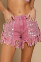 Women Denim Shorts Summer High Waist Burr Pants Shorts Multicolor