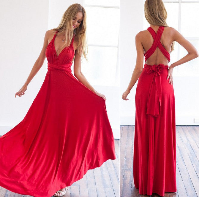 Wear Multi-rope Criss Cross Backless Sexy Bandage One-piece Dress Maxi Dress