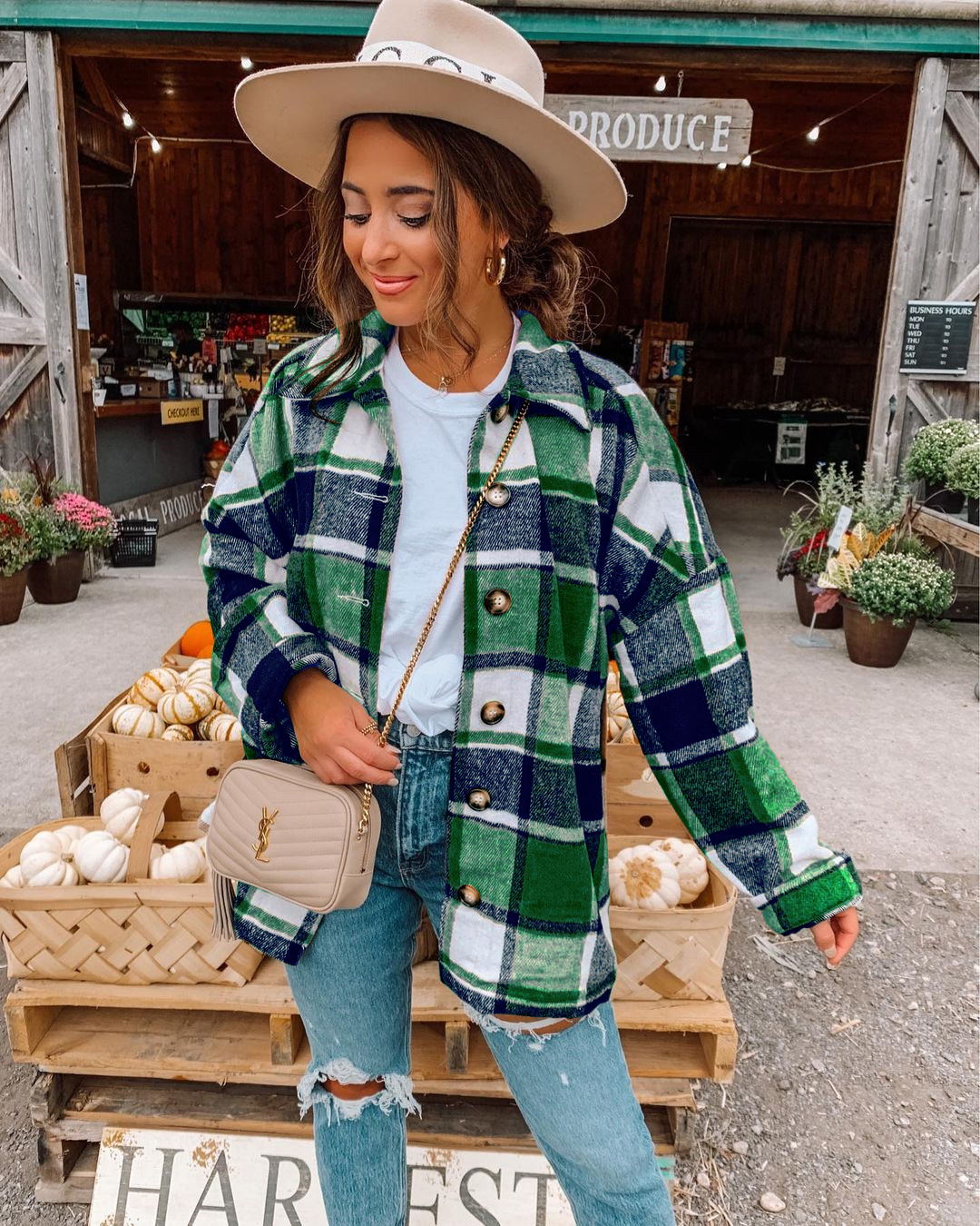 Women Autumn Winter Fashionable Large Plaid Shacket Women Woolen Coat