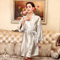 WomenSilk Nightgown Plus Size Ice Silk Pajamas Summer Silk Morning Gowns Bathrobe Ladies Homewear