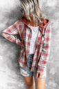 Spring Women Solid Color Hat Stitching Plaid  Thin Coat Outerwear