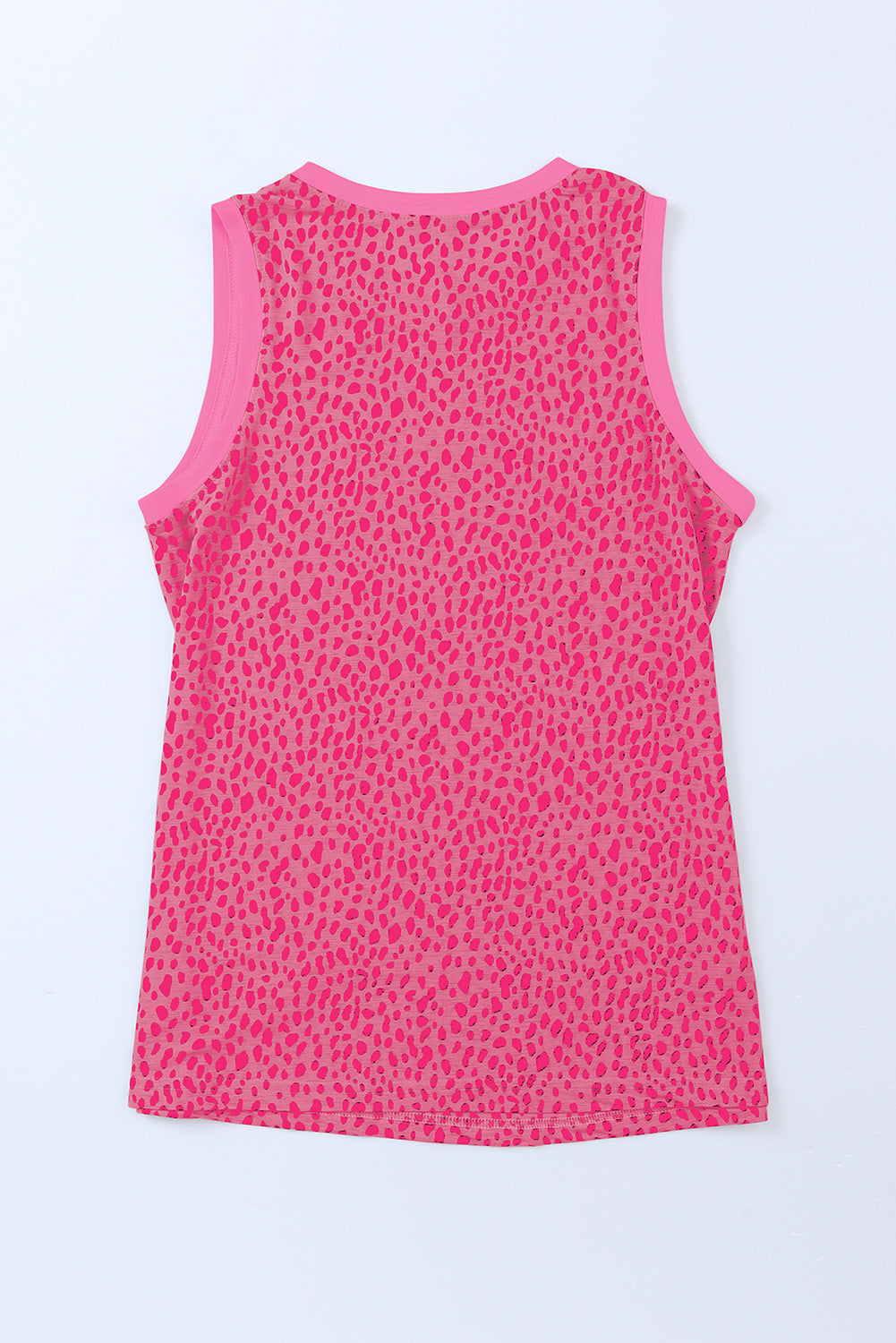 Leopard Contrast Trim Casual Round Neck Tank Top