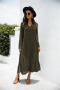 Button Collared Shirt Collar Maxi Dress Invulnerability Belt