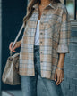 Spring Plaid Jacket Long-Sleeved Collared Loose Women Shirt