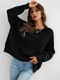 Autumn Winter Long Sleeve round Neck Knitted Loose Split Pullover Women