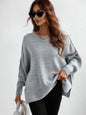 Autumn Winter Long Sleeve round Neck Knitted Loose Split Pullover Women