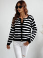 Autumn Winter Striped Loose Women Clothing Sweater Women Single Breasted Cardigan Sweater