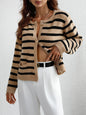 Autumn Winter Striped Loose Women Clothing Sweater Women Single Breasted Cardigan Sweater