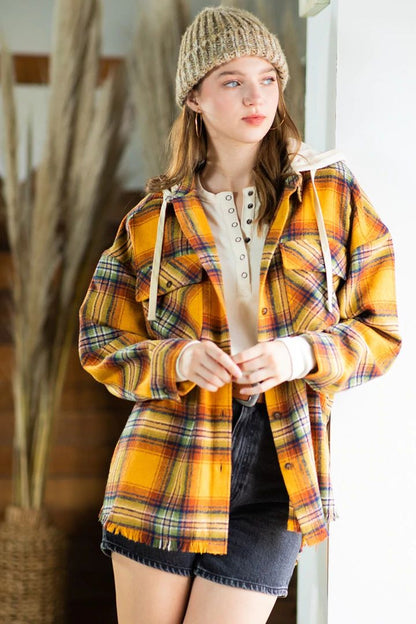 Womens Autumn Winter Casual Plaid Shackets Button Down Pocketed Shirt Jacket Coats Long Sleeve Boyfriend Shirt with Pocket Coats Shacket Outwear