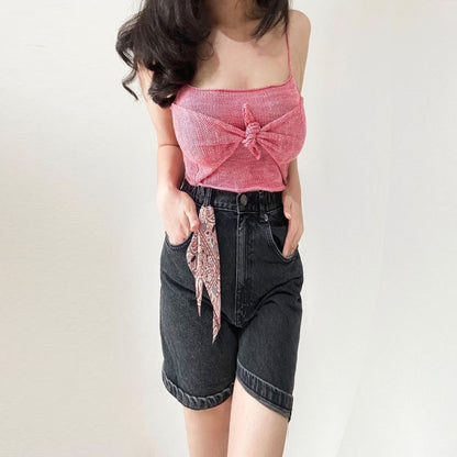 Spring Summer Popular Woolen Fresh Bow Suspenders Vest for Women