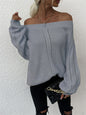 Autumn Winter off-Neck Solid Color Personalized Hollowed Knitwear Pullover Crew Neck Sweater