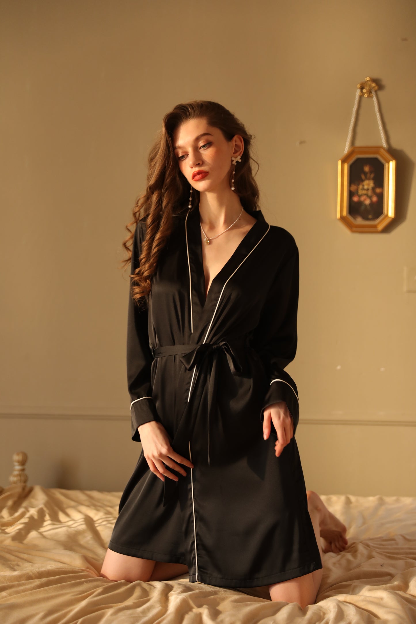 Sexy Underwear Artificial Silk Bathrobe Night-Robe Long Women Bridesmaid Wedding Morning Gowns Wedding Bride