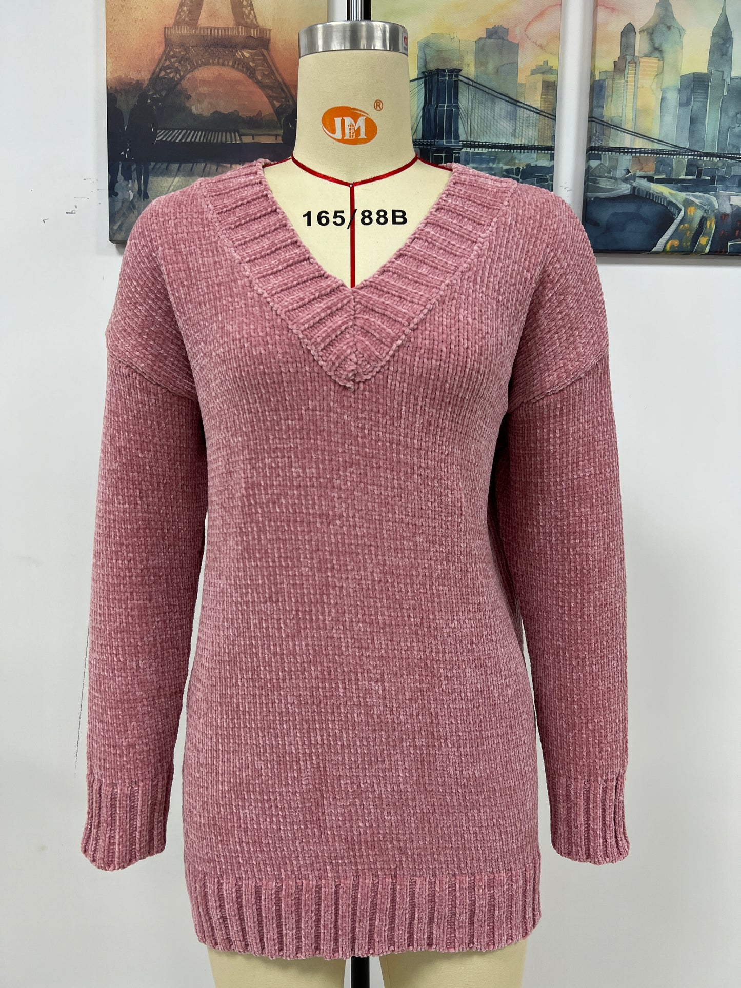 Autumn Winter Long Sleeve round Neck Knitted Loose Loose Pullover Women