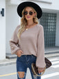 Autumn Winter Long Sleeve round Neck Knitted Loose Solid Color Pullover Sweater for Women