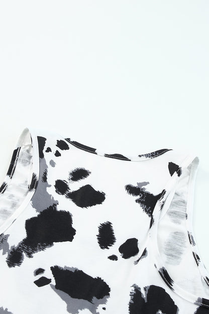 Black Animal Print Fringe Cowprint Bodysuit