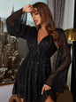 Women Clothing Women Wear Sequined Dress Deep V Plunge Plunge Wide Hem Loose Dress