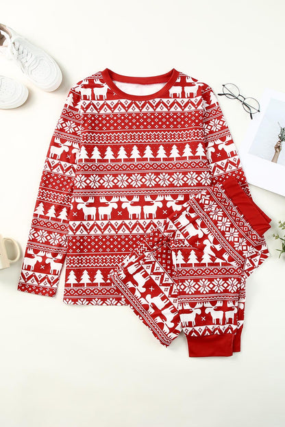 Red Christmas Tree Reindeer Pullover & Pants Loungewear Set